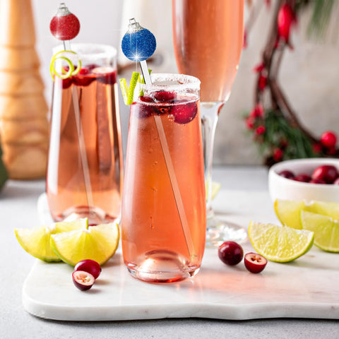 Iceyyyy Christmas glitter ball stirrer with yellow top enhances holiday beverages