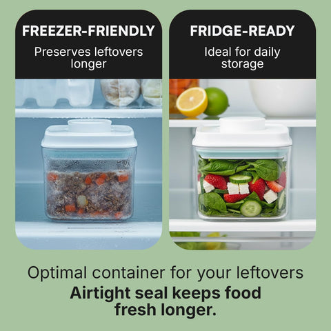 iChewie Bop Top stacks neatly for fridge and pantry organization.