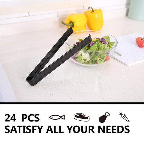 ICHROSAYA black disposable tongs highlighting convenient cleanup at events