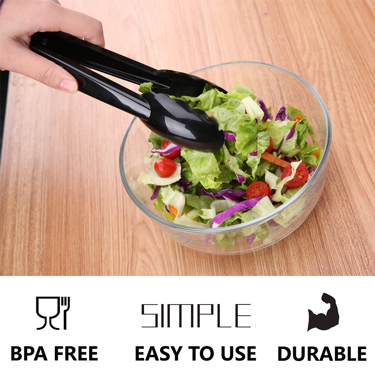 ICHROSAYA BPA-free tongs ensure safe contact with dishes.