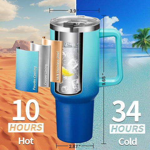 ICIOI 40 oz tumbler stainless steel construction keeps drinks safe and tastes fresh