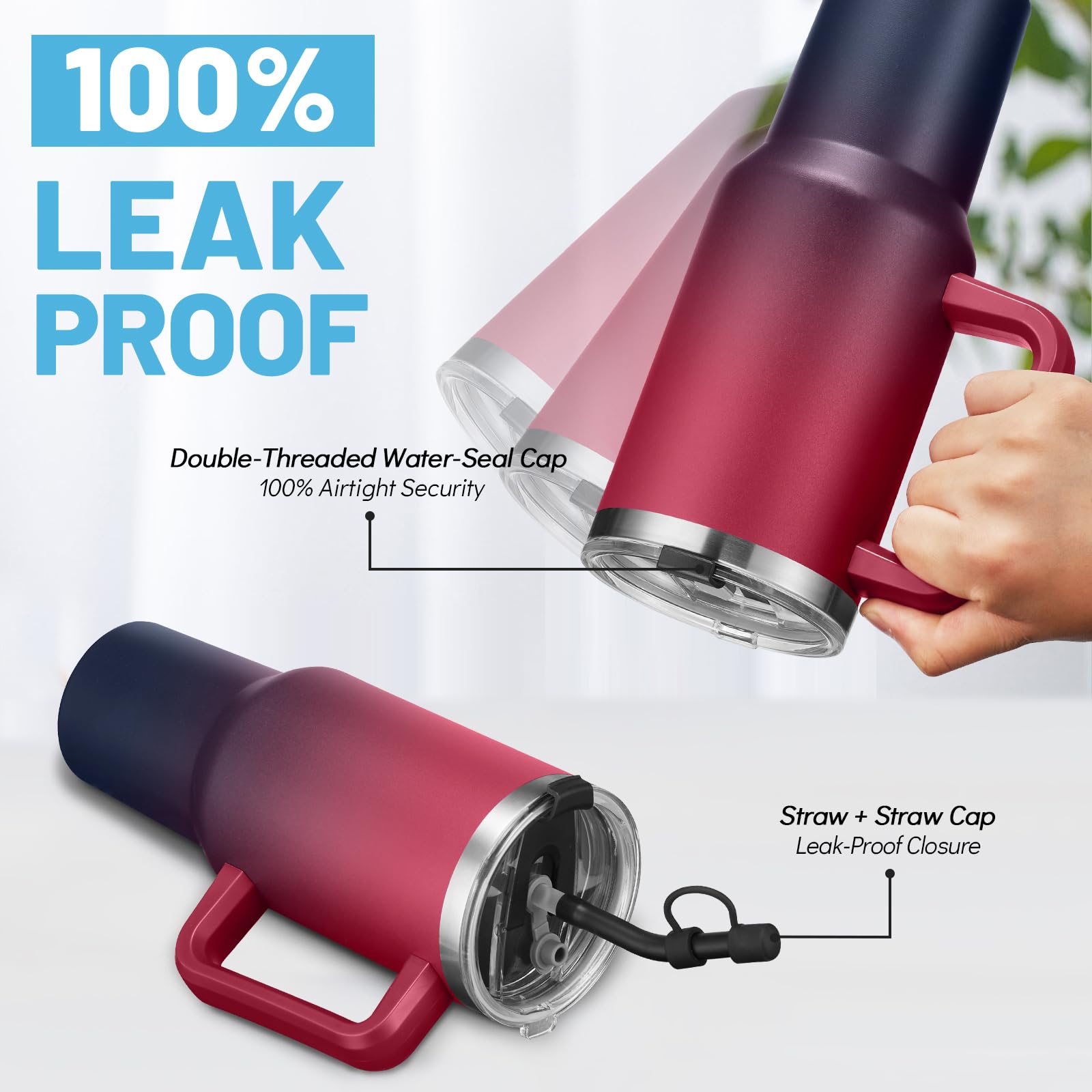 ICIOI tumbler with dustproof cover protecting straw cleanliness during outdoor use