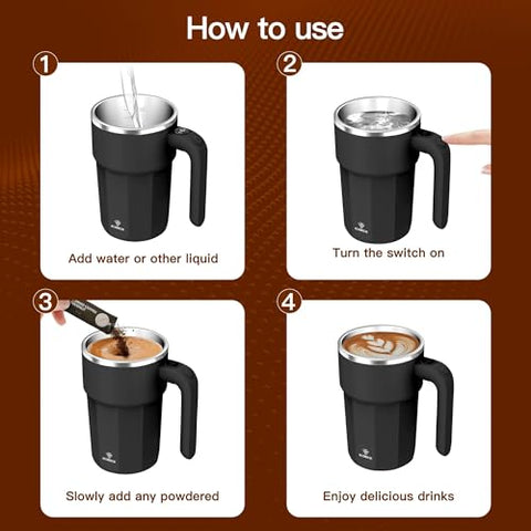 ICOECO self-stirring action demonstrates fast mixing for coffee