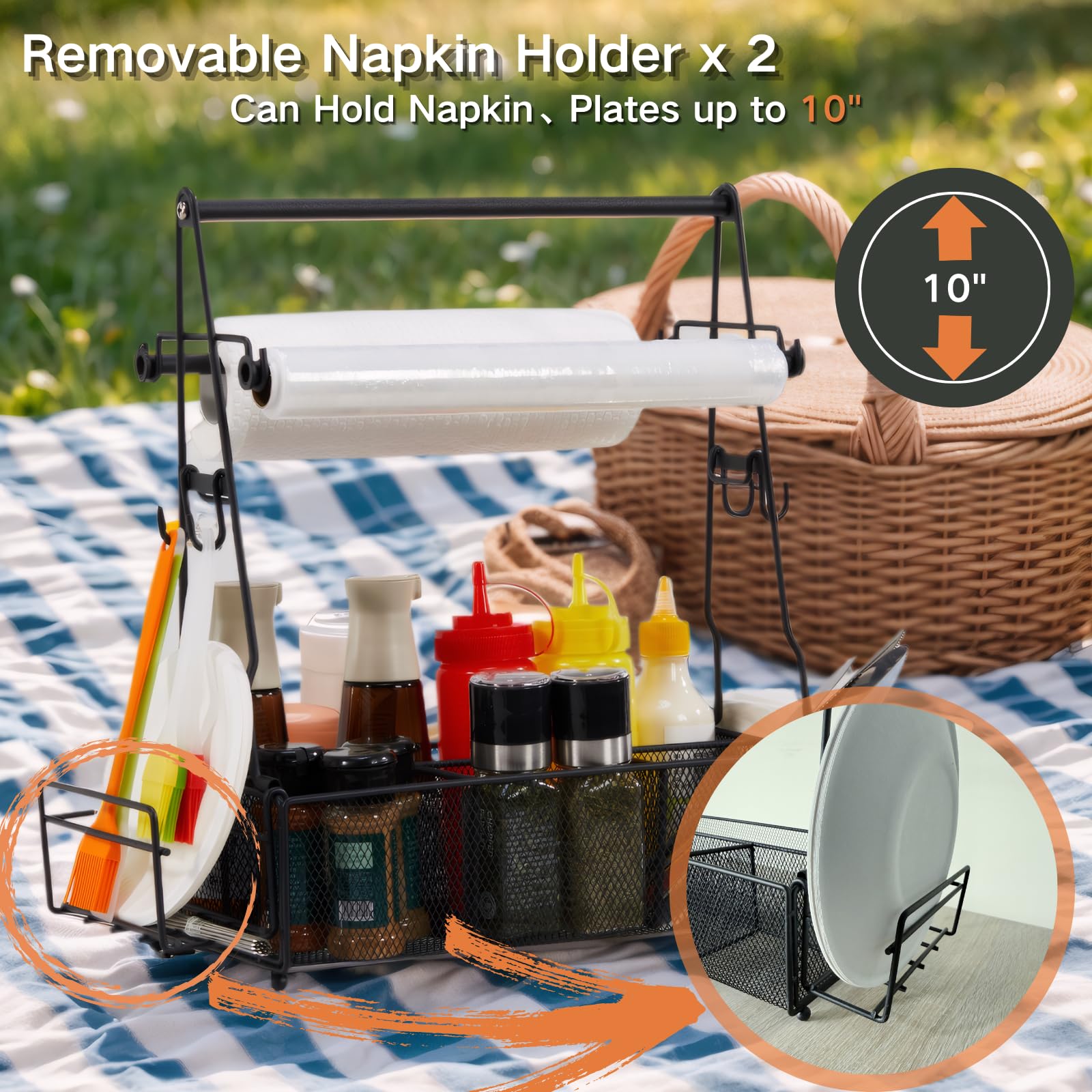 ICOHOT Grill Caddy quick-assembly with removable parts for flexible storage.