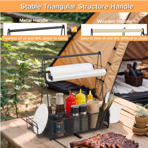 ICOHOT Grill Caddy easy-carry handle design for portable grilling setup.