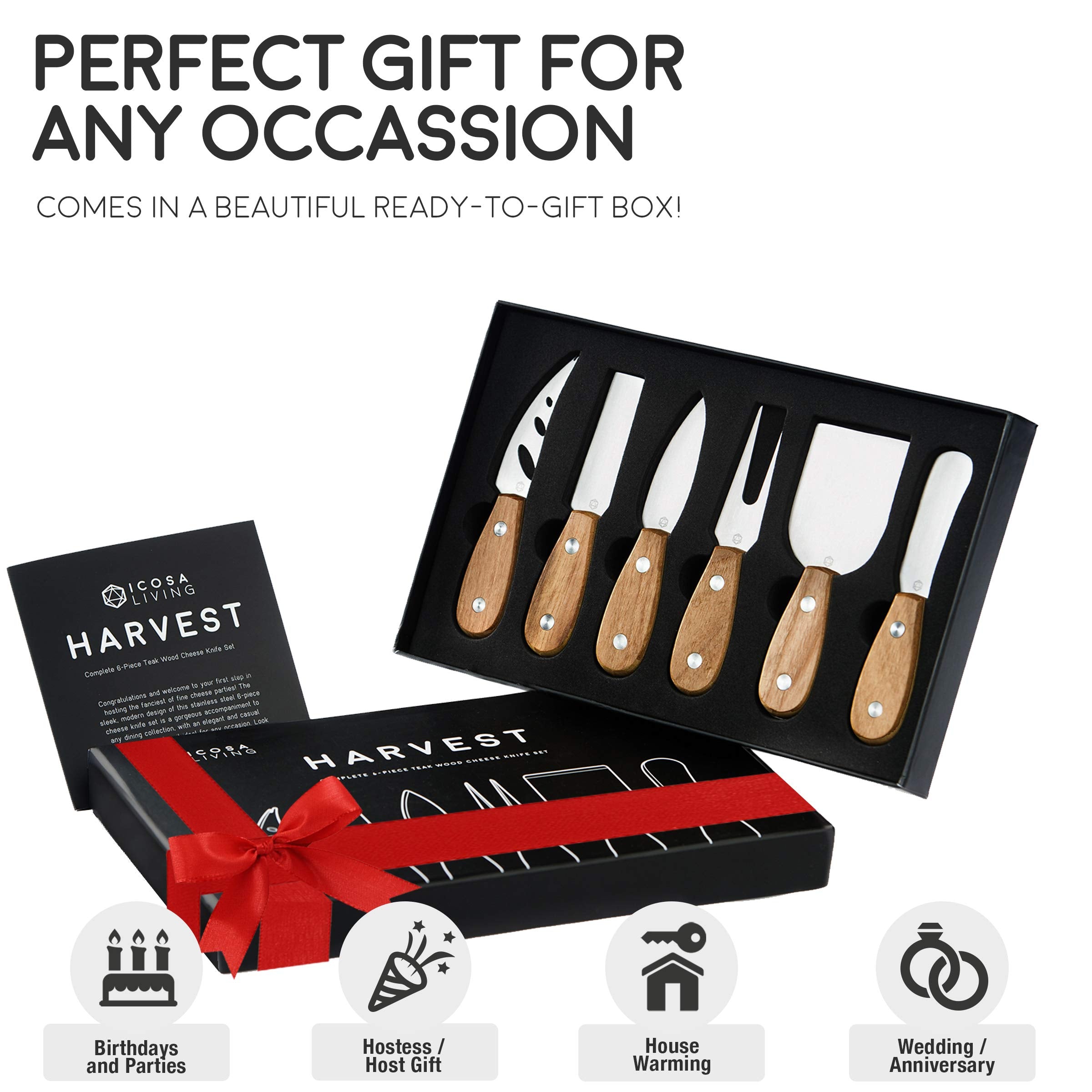 ICOSA Living Harvest cheese fork provides stable serving on your board.