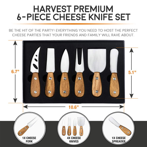 ICOSA Living Harvest cheese knives handle teak rustic design ideal for entertaining.
