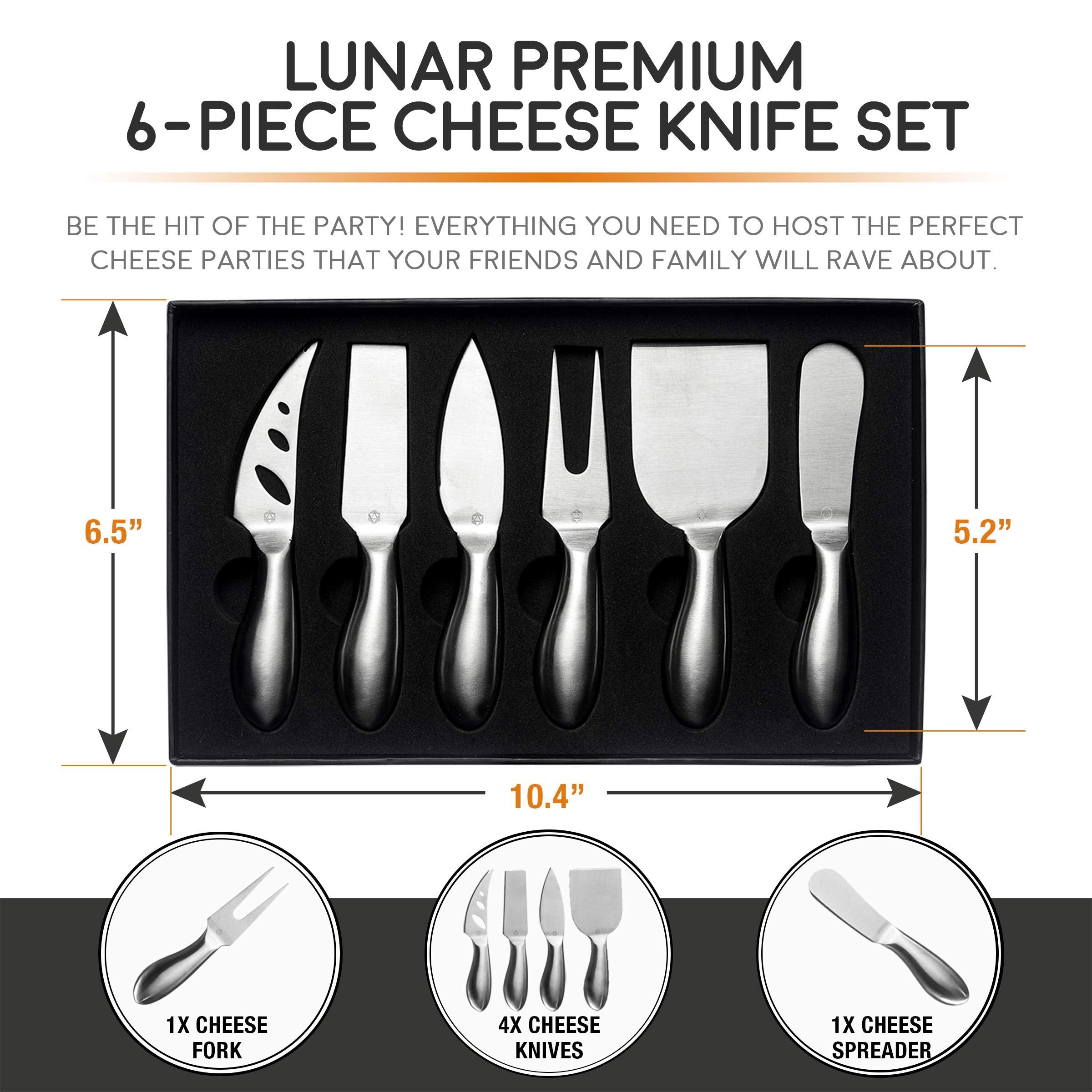 ICOSA Living Lunar cheese knife set blades close-up showing precision.