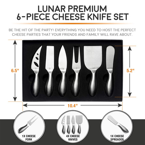 ICOSA Living Lunar cheese knife set blades close-up showing precision.