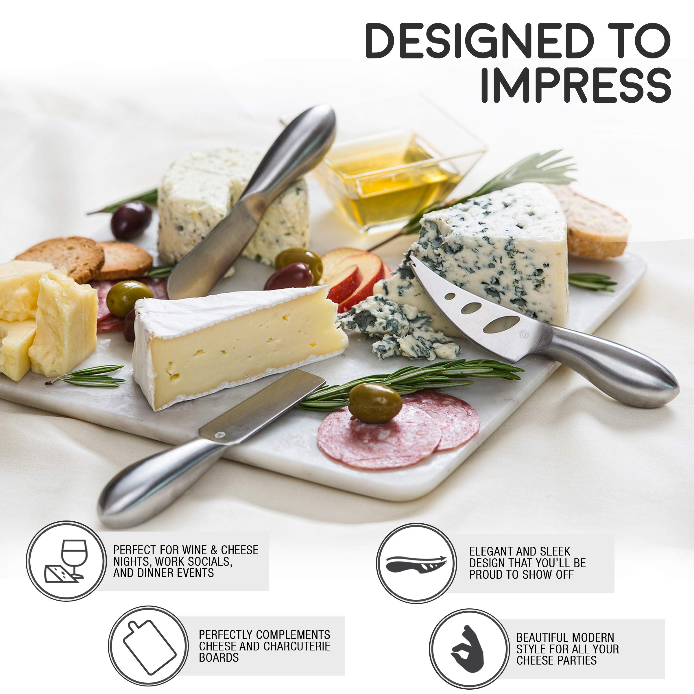ICOSA Living Lunar cheese knife set cheese fork for effortless serving.