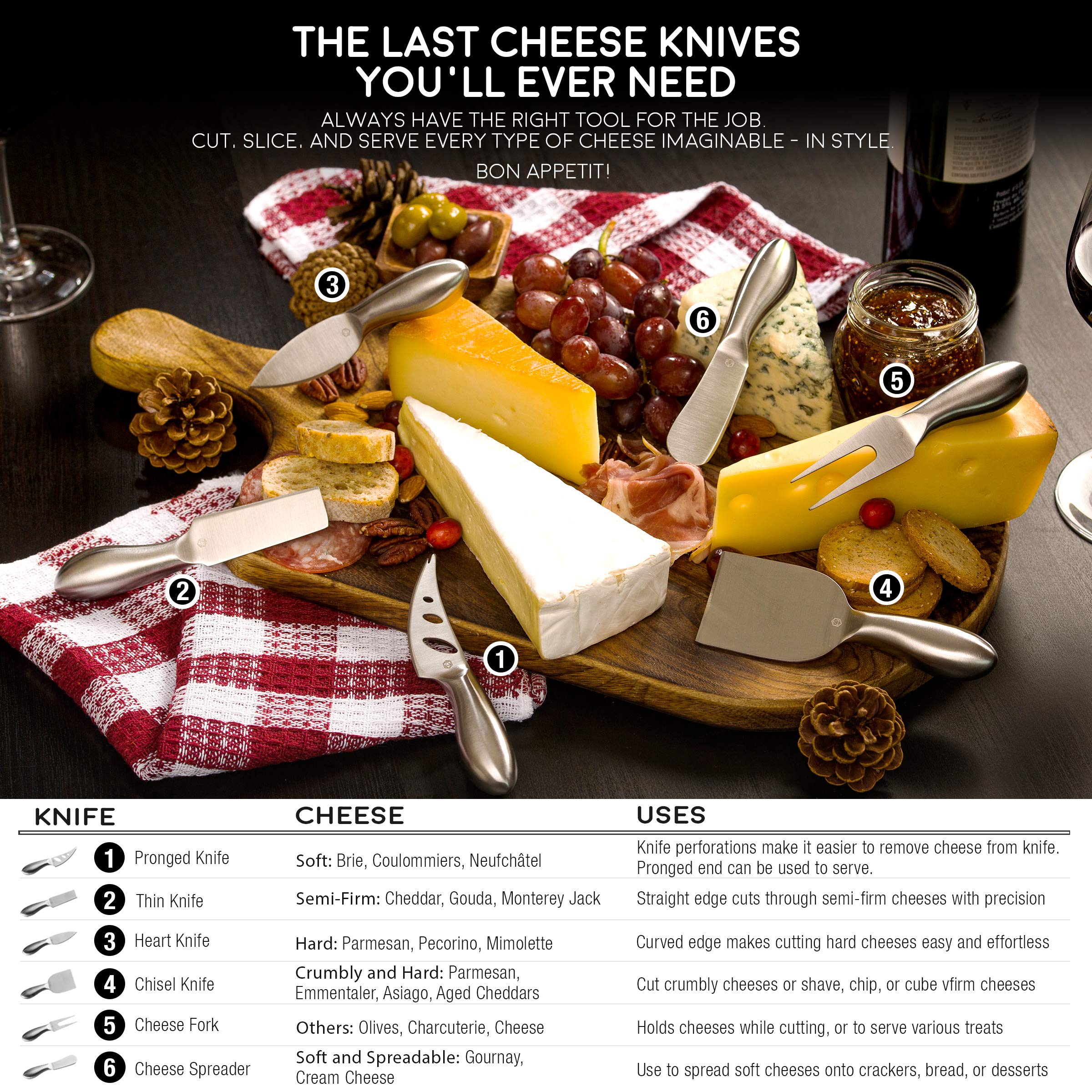 ICOSA Living Lunar cheese knife set stainless-steel handles with durable, premium feel.