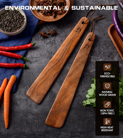 ICSTI teak spatula egg-scraper ideal for delicate omelets and scraping edges