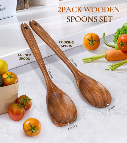 ICSTI teak wood spoon set resists heat and won’t melt like silicone