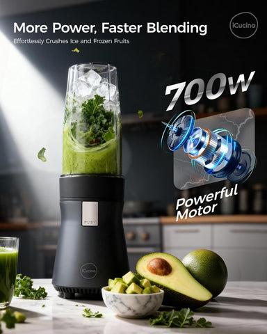 ICUCINA one-touch-pulse-control enables precise blending for textured shakes