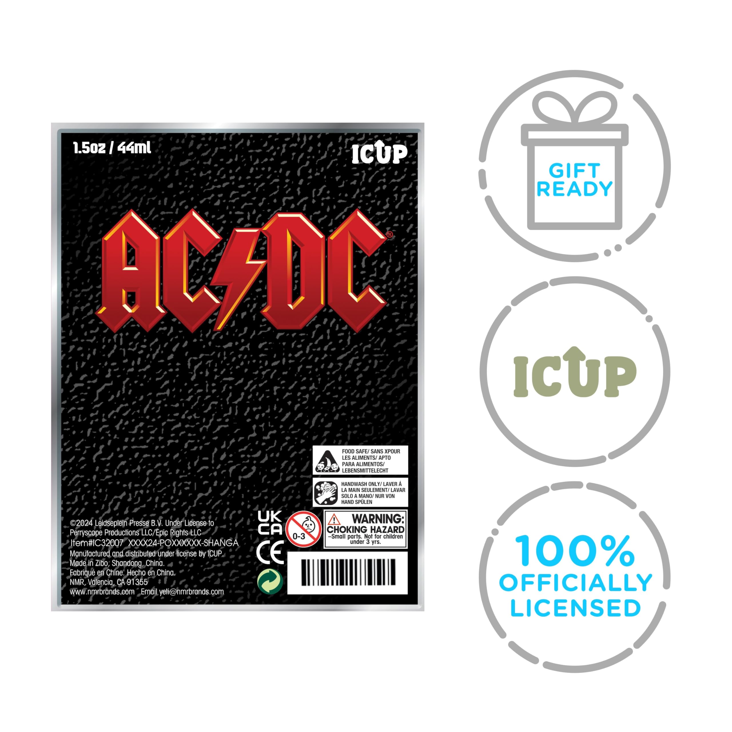 Official ICUP AC/DC merchandise with iconic imagery for collectors.