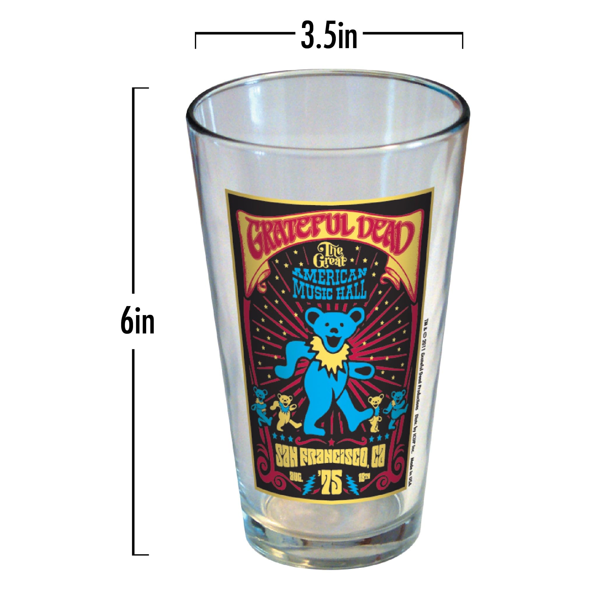 ICUP Grateful Dead pint glass set of four, 16 oz each, ideal for gatherings