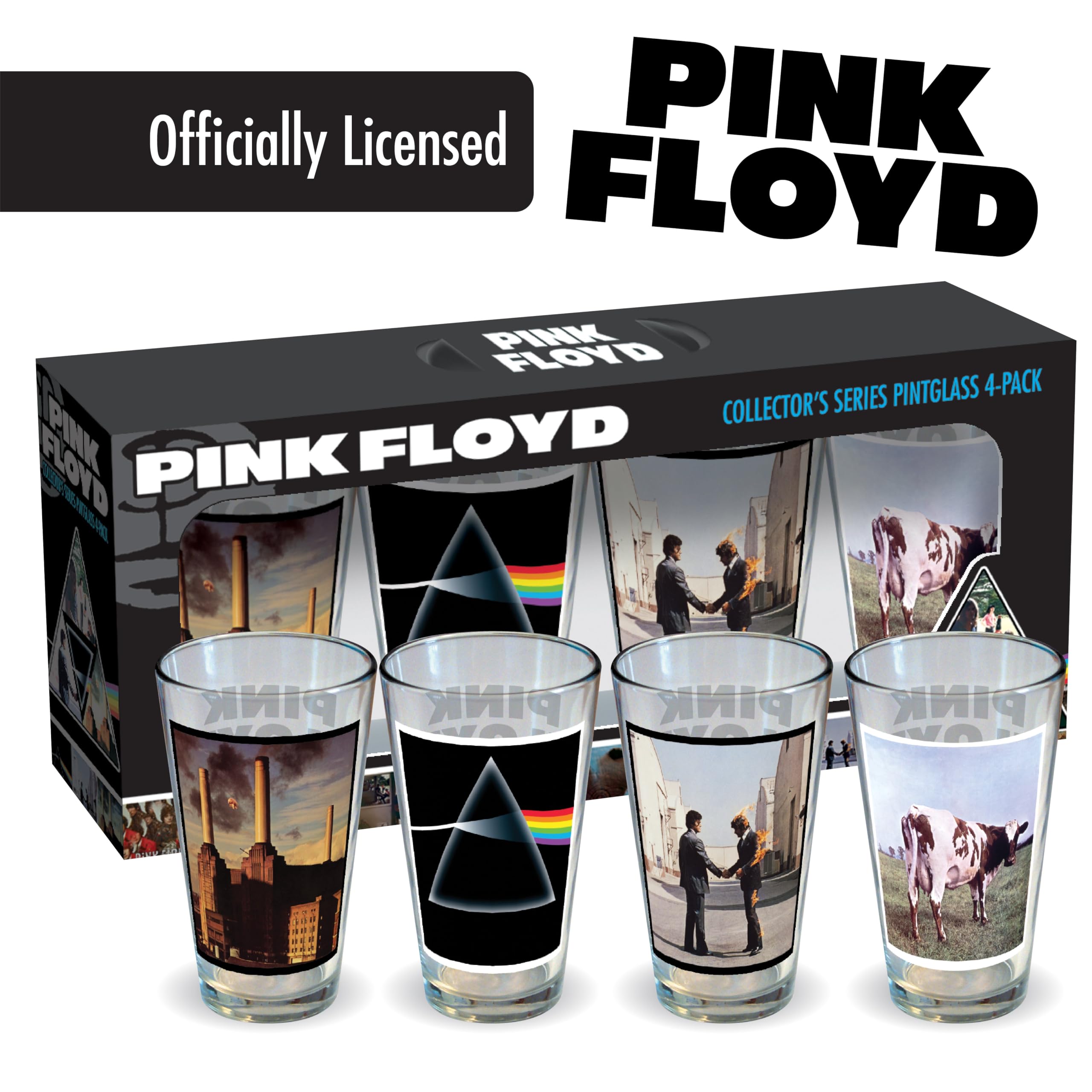ICUP Pink Floyd The Piper at the Gates of Dawn pint glass; vintage vibe for collectors.