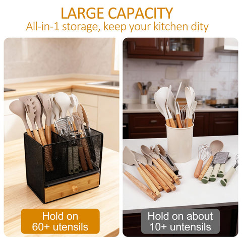 Idcymoul three-compartment organizer keeps utensils neatly separated.
