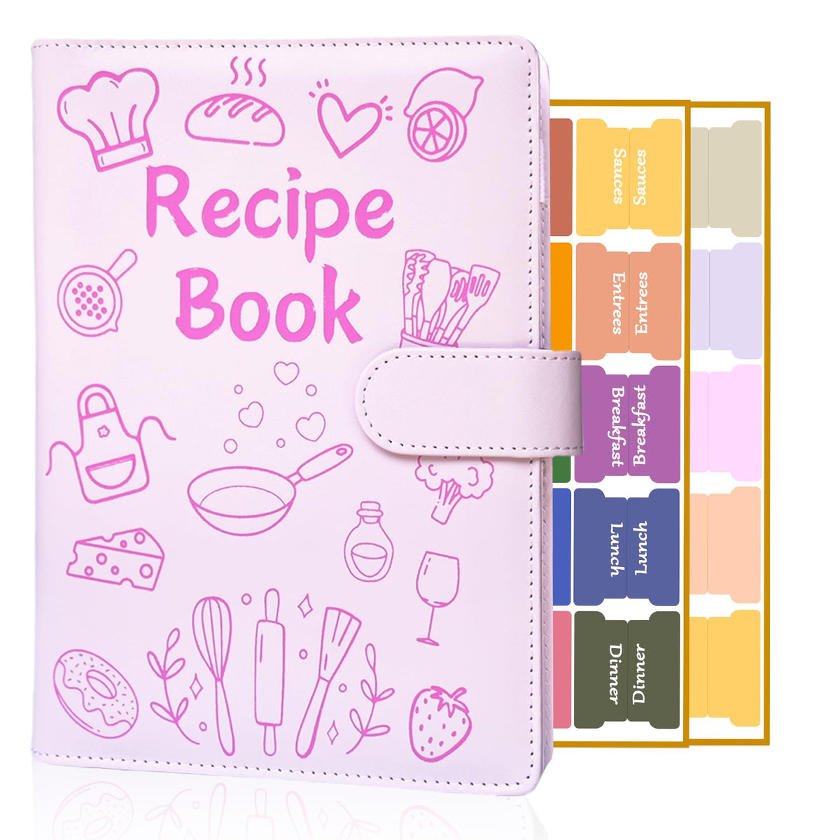 IdeaMarlle recipe book pink cover offers stylish organization for family recipes.