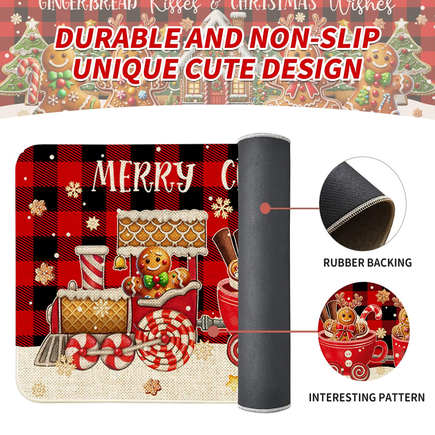 Ideasonna non-slip backing keeps mats secure on wood or tile floors