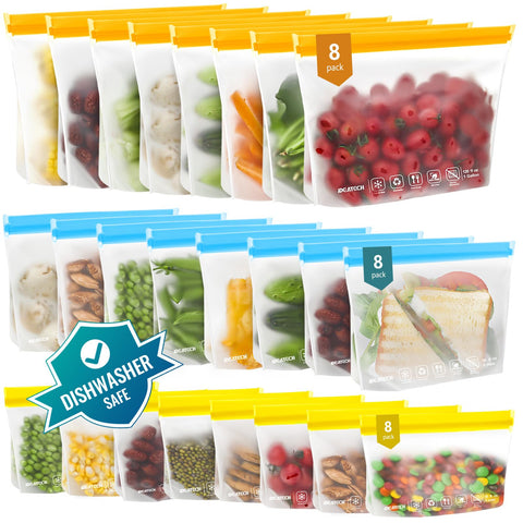 IDEATECH 24Pack freezer bags with leakproof zipper for secure liquid storage.