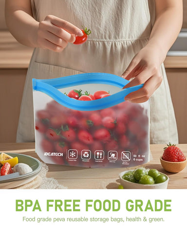 IDEATECH bags in various sizes ideal for marinating, meal prep, and portioning.