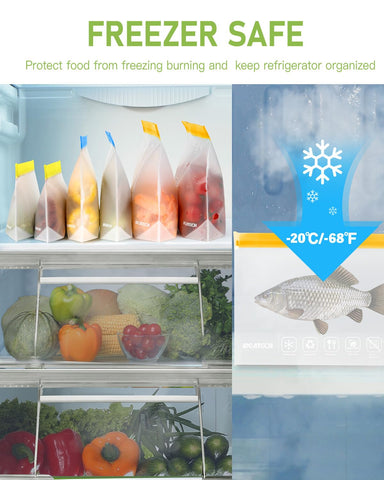 IDEATECH transparent bags keep fridge organized with easy access.