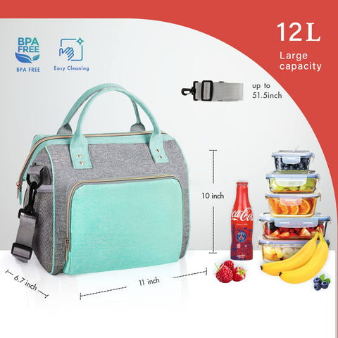 IDEATECH 12L capacity lunch bag showing roomy interior for meals.