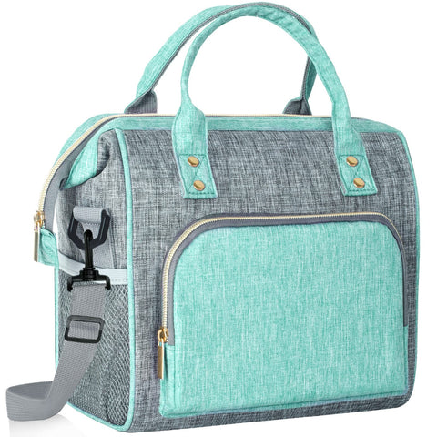 IDEATECH teal insulated lunch bag with wide opening, ideal for work and picnics.
