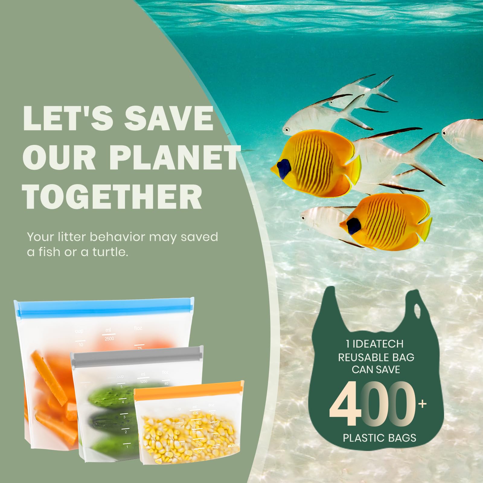 IDEATECH reusable bags replace hundreds of plastic bags and reduce waste