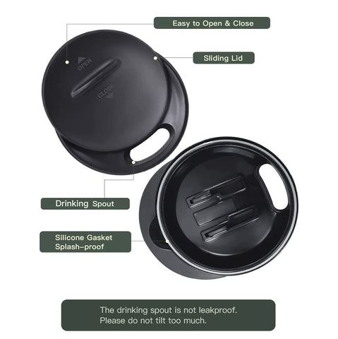 Ideus mug on a desk highlighting its sleek storm black finish.
