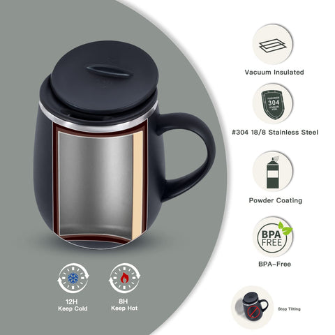 Side view of the Ideus mug shows the ergonomic handle for comfortable grip.