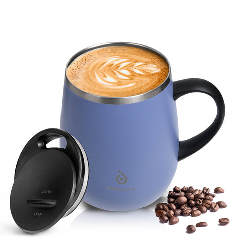 Ideus 16oz insulated mug with handle and lid in ocean blue for travel-friendly coffee