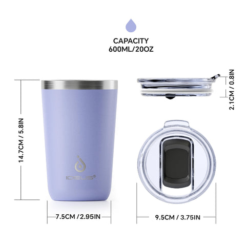 Ideus 20oz capacity ideal for home, office, and on-the-go routines