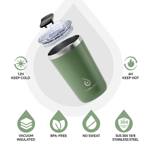 Ideus 20oz tumbler avocado green lid closeup showing gasket and lid design