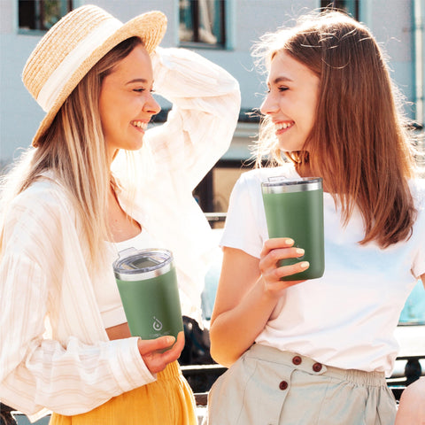 Ideus 20oz tumbler avocado green no-sweat exterior for cold or hot beverages