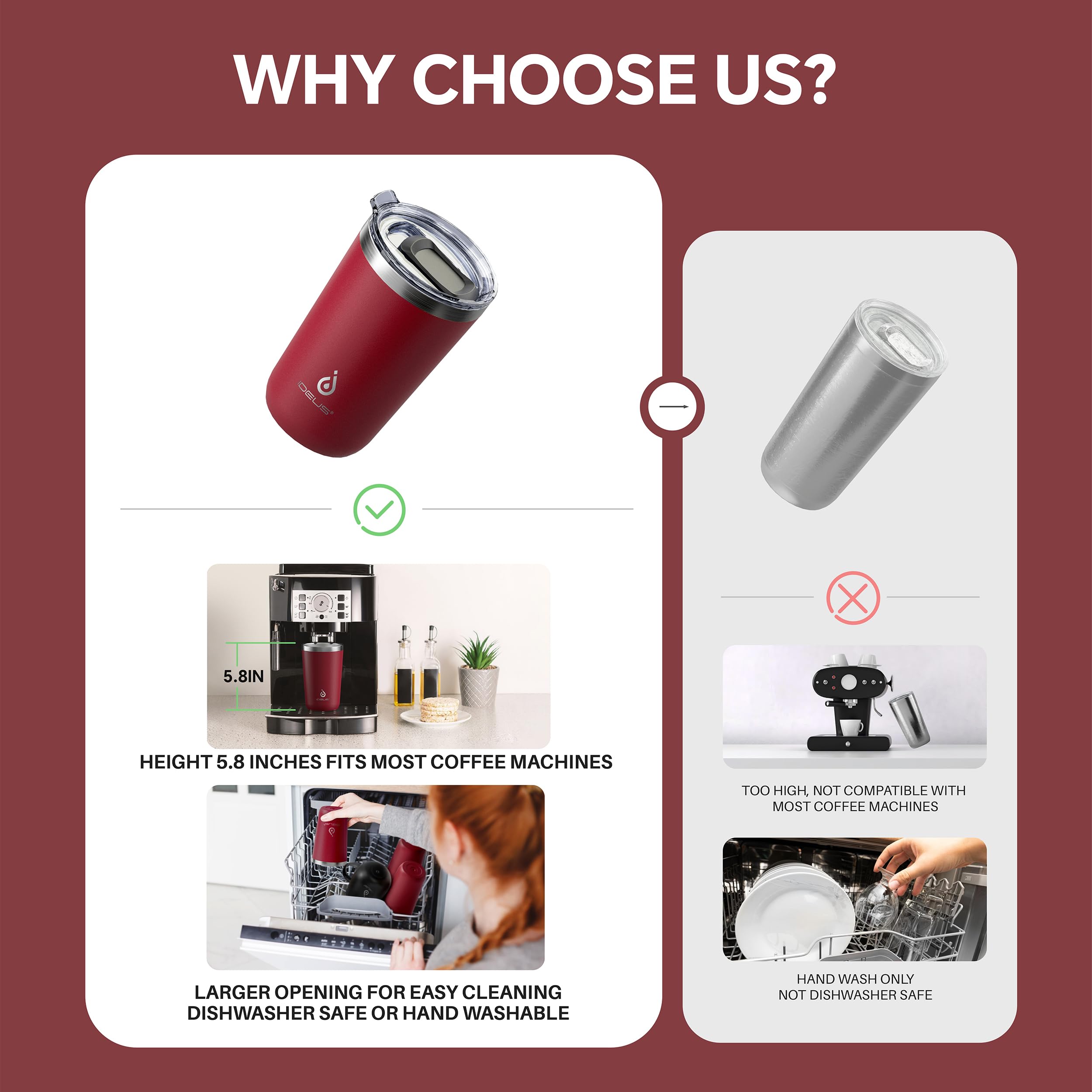 Ideus dishwasher-safe construction simplifies cleaning after use