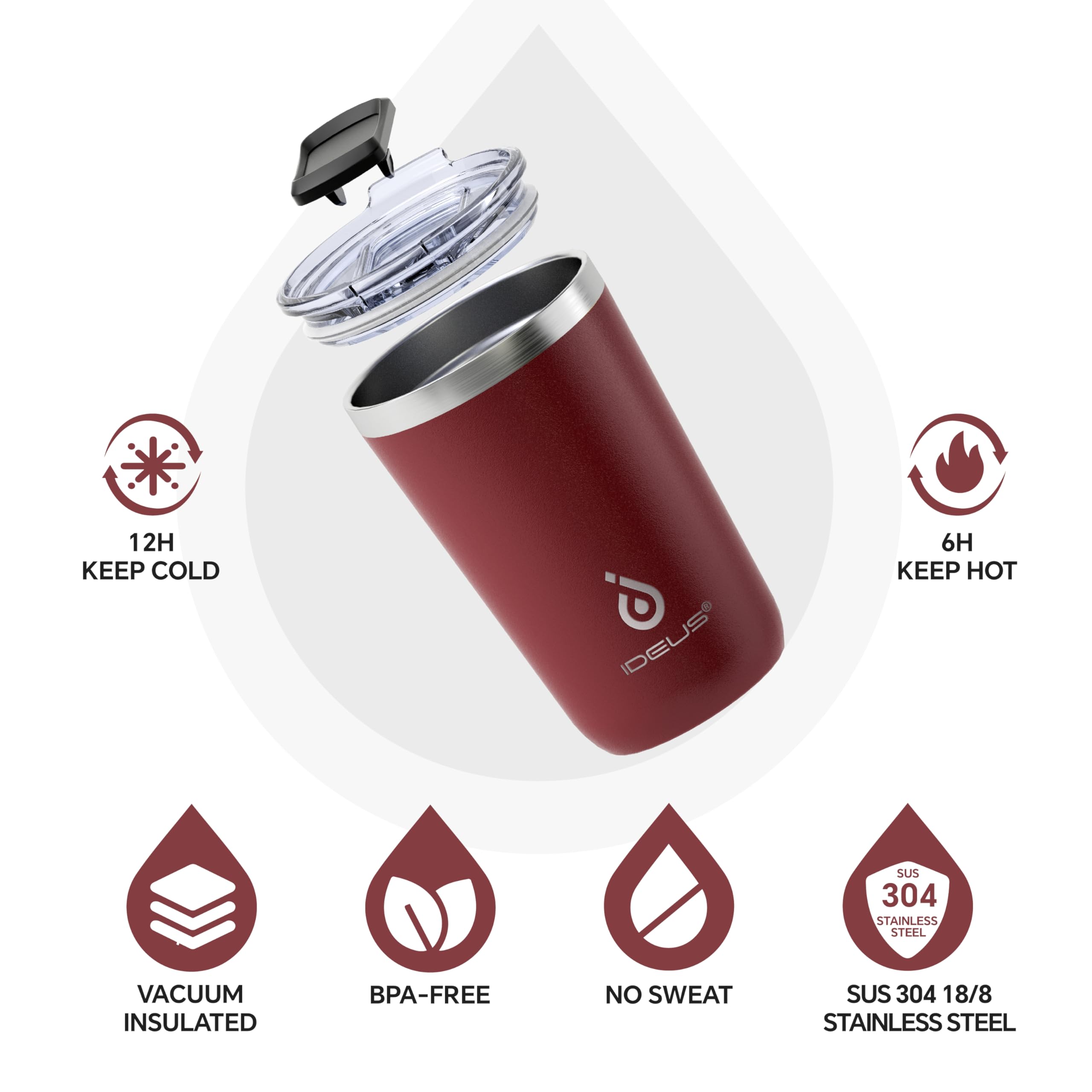 Ideus 20oz tumbler with double-wall insulation keeps drinks hot or cold
