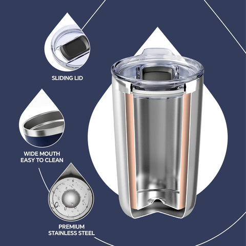 Wide mouth facilitates ice, fruit infusions, and easy cleaning.