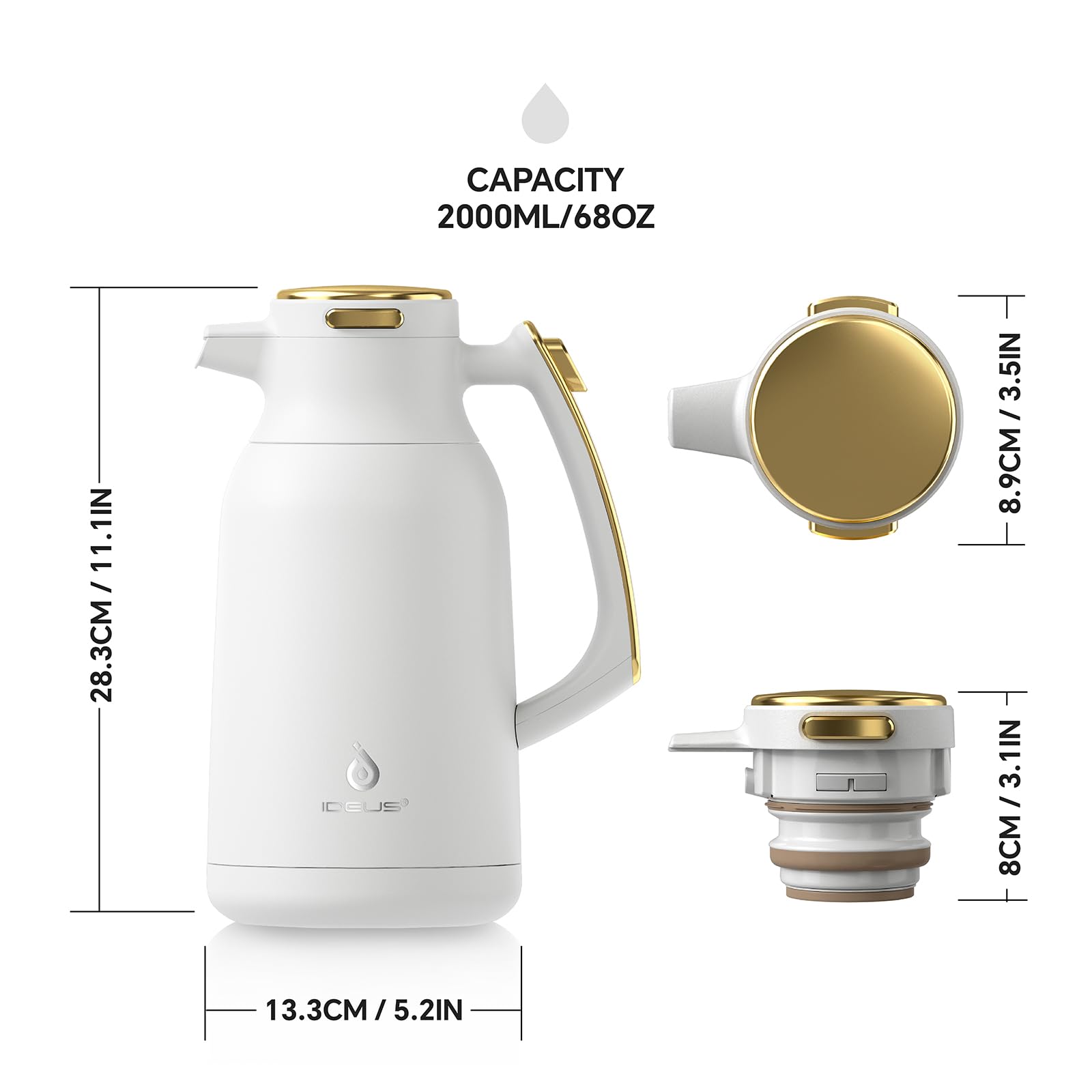IDEUS ergonomic pour spout for mess-free serving