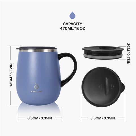 Ideus ergonomic side-handle mug ensures a secure grip during commutes