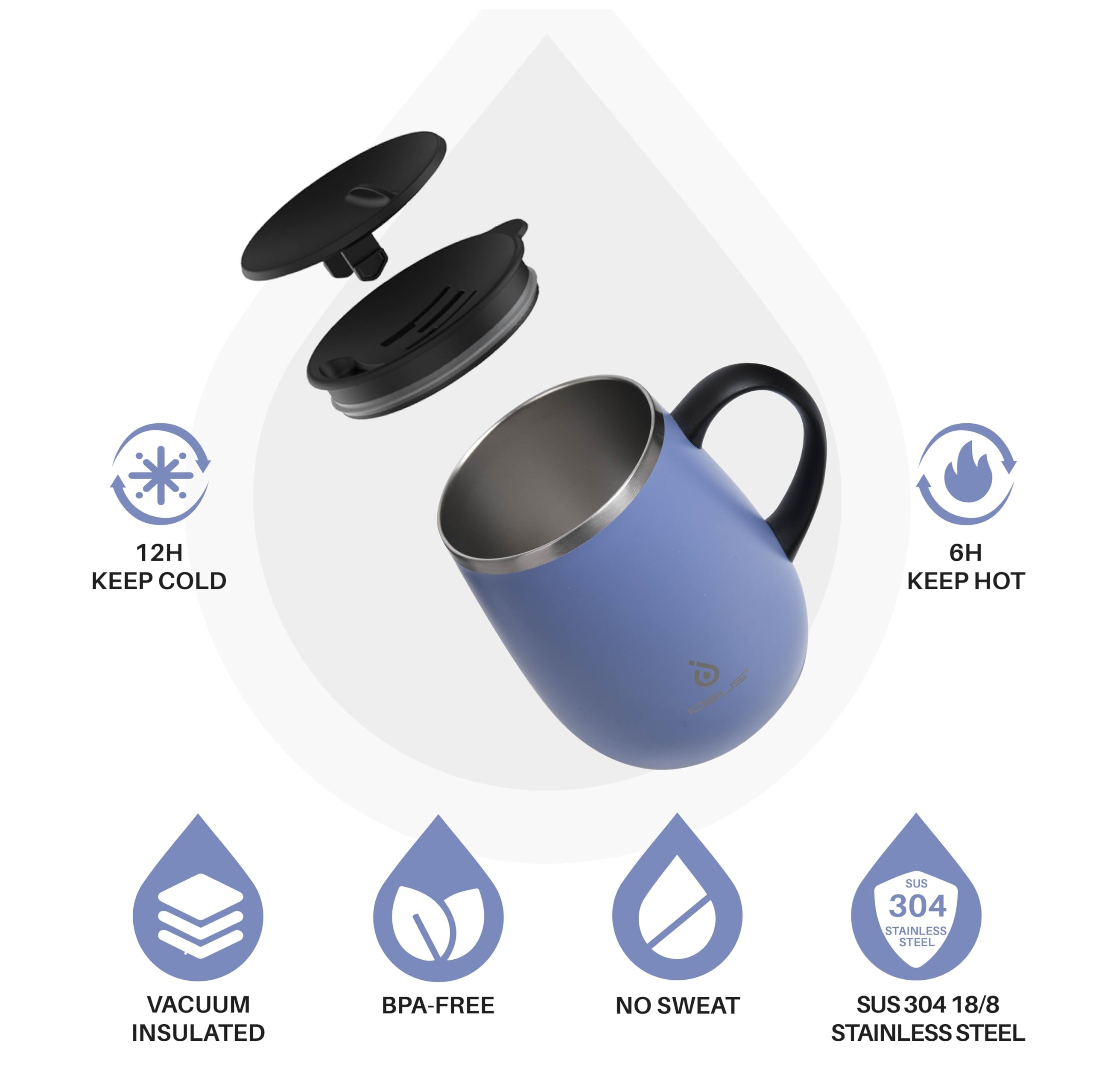 Ideus interior 304 stainless mug for rust-free daily use and flavor preservation