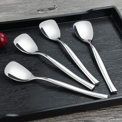 Idomy spoons feature a mirror-polish finish for an elegant table