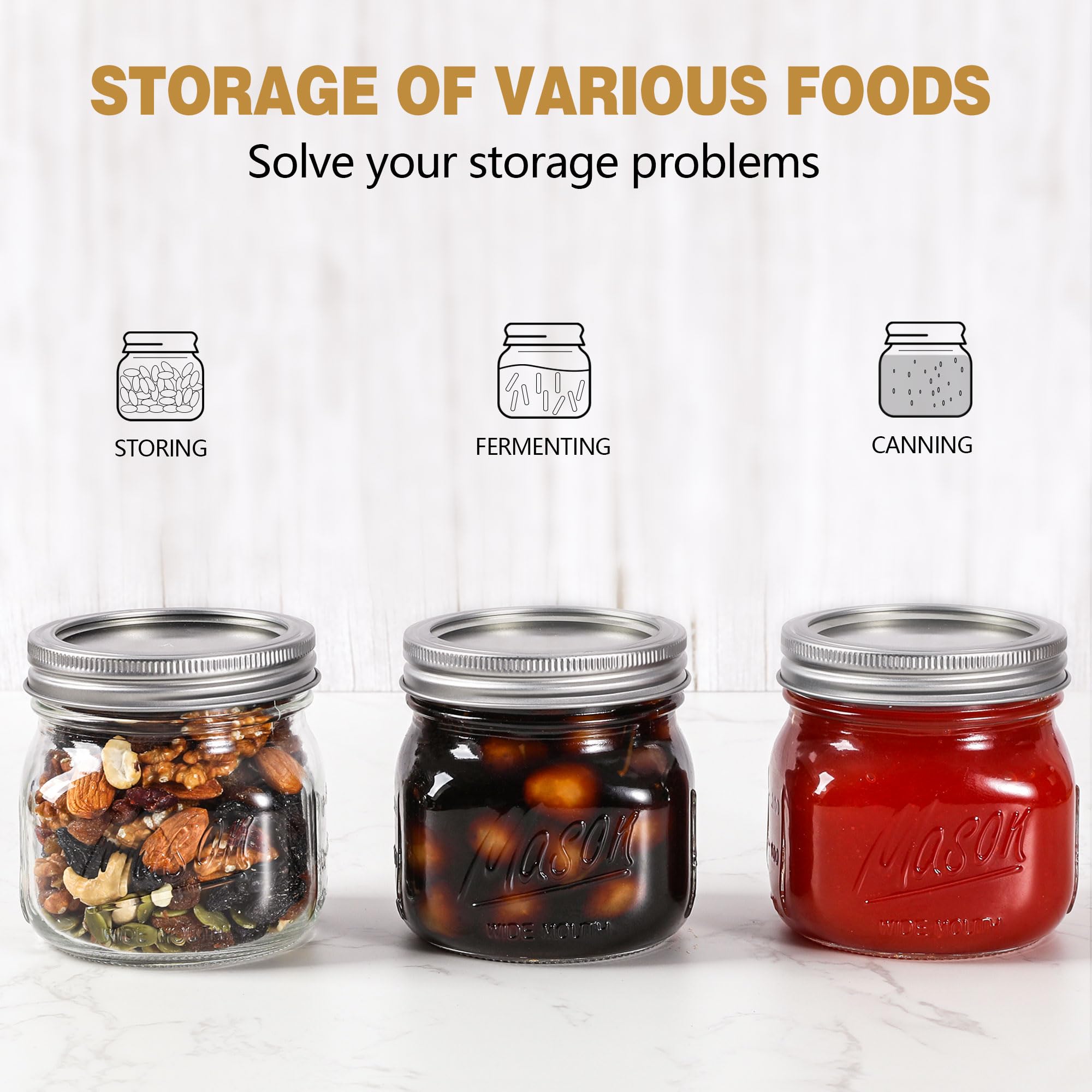 Ieavier clear glass jars suitable for decorative DIY gifts.