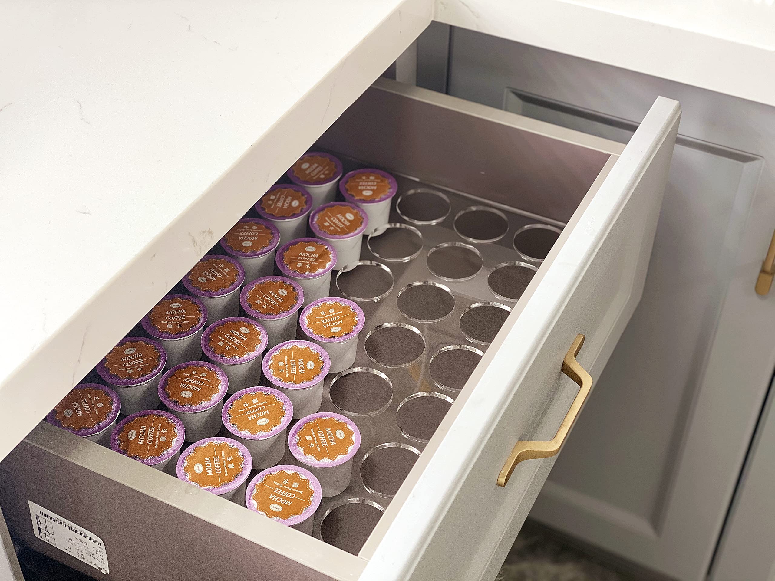 IEEK durable edge-polished acrylic pod rack suitable for kitchen or office.