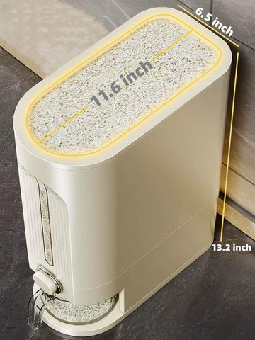 IEEK rice dispenser in kitchen setup demonstrating easy storage
