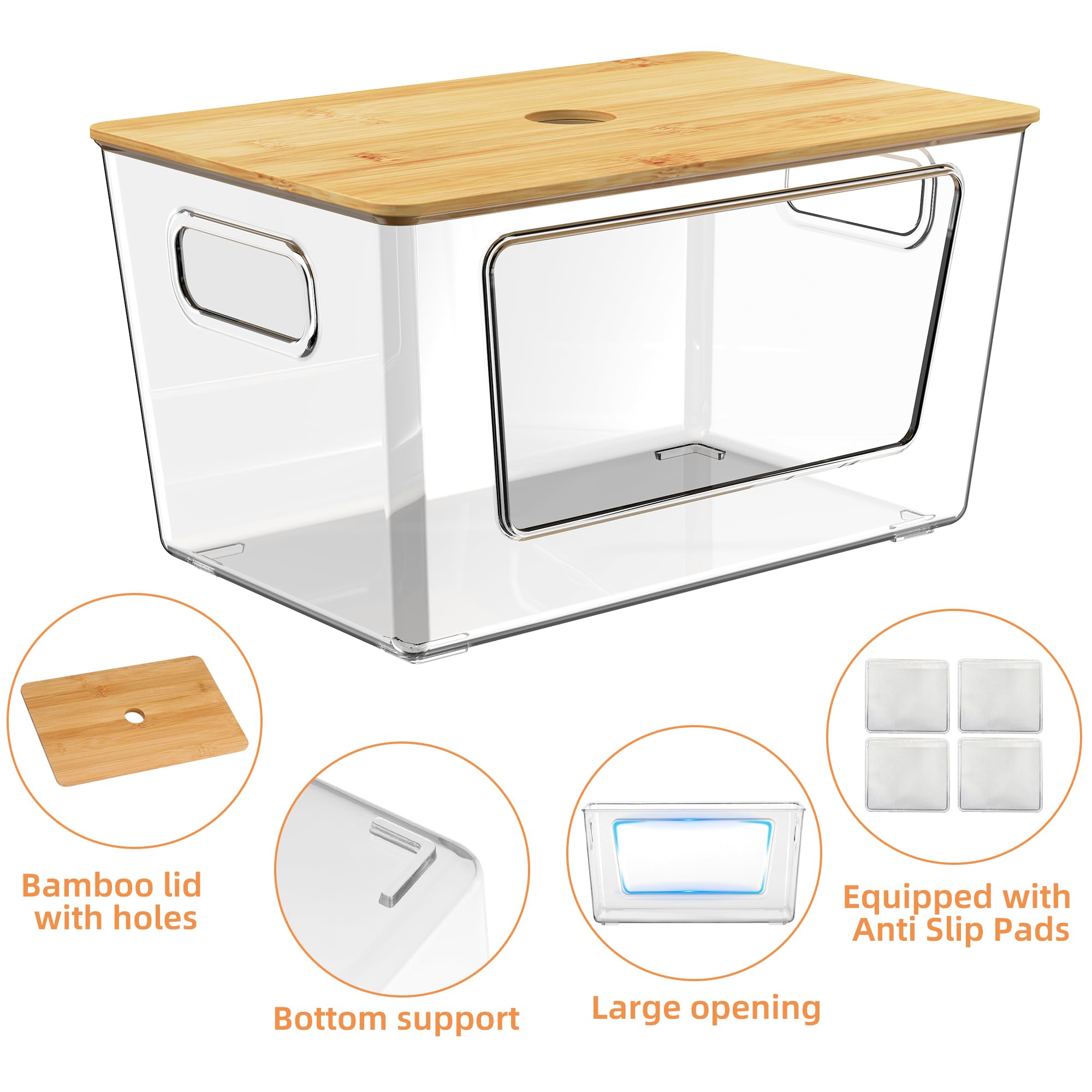 Close-up of iEGrow bamboo lid highlighting durable, stylish kitchen organization.