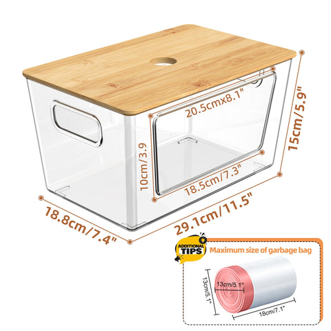 iEGrow transparent dispenser demonstrates quick bag visibility and access.