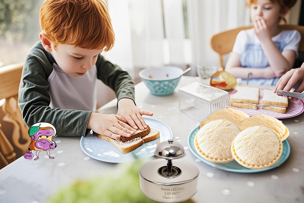 IELEK sandwich cutter and sealer creates colorful lunchbox designs safely.