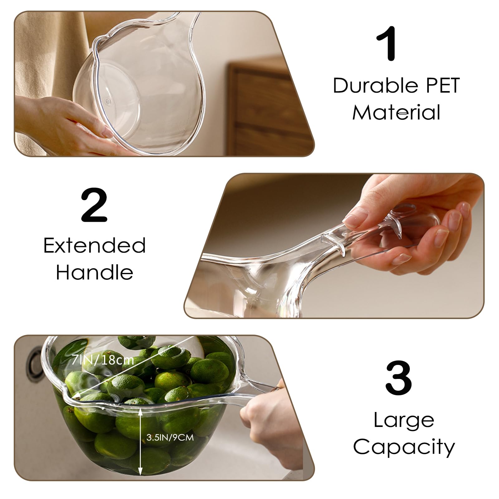 Iensen water ladle green upright stand enables convenient drying and storage.
